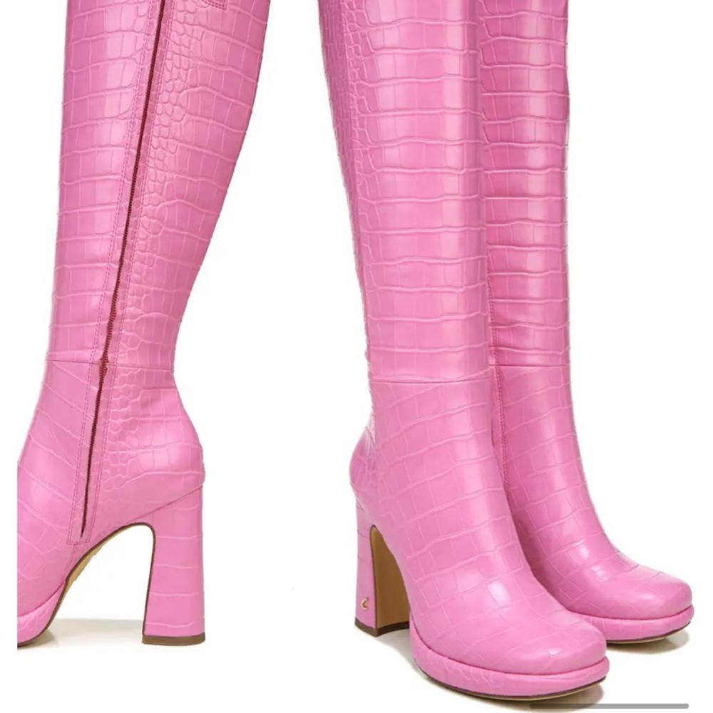 Croc-Embossed Knee-High Boots - Picture 14 of 15